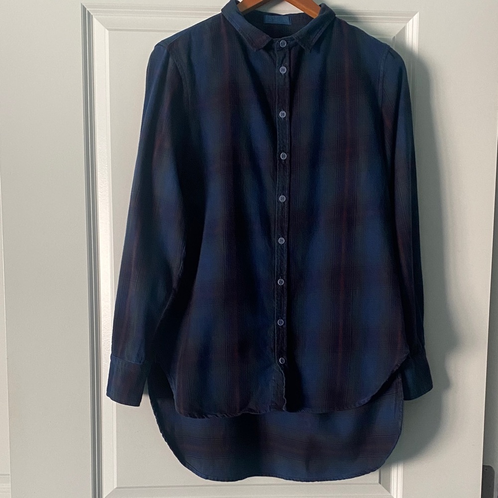 CP Shades Women's Blue Plaid Button Down Shirt